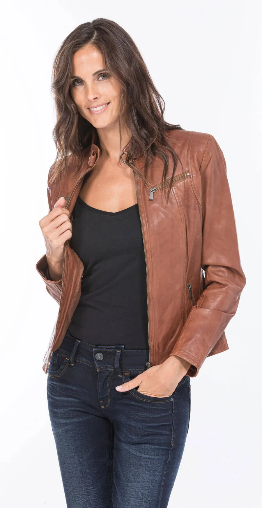 Damenbraune Lederjacke &quot;Marie&quot;